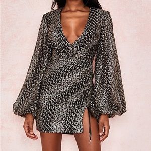 House of CB Arianna draped silk dress XS NYE holiday dress